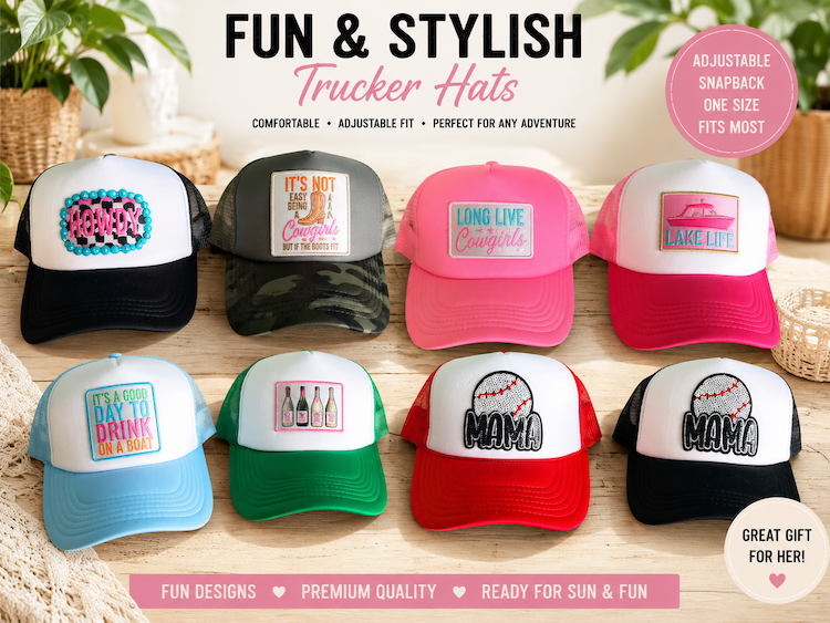 Sample of trendy custom trucker hats